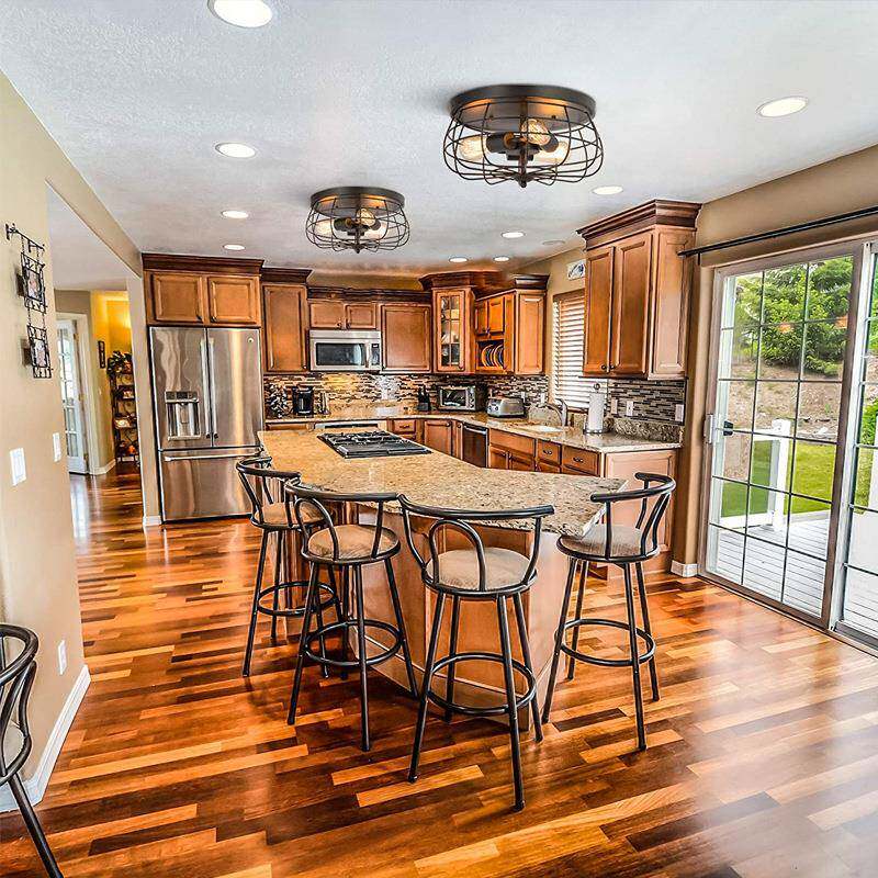 板美式吸顶灯复古村业工风PTX跨境铁艺金属乡笼子嵌入式卧室天花