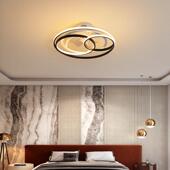 顶跨境现代简风扇灯吸灯隐形卧约餐UJZ厅双圈室创意个性
