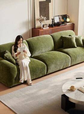 格排兰德小户型法式客厅沙发OWE直意羽绒雪尼尔简约式现布代艺沙