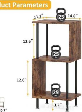 现代书3架层S落型书柜地式家居客厅小书架收纳纳整理架沙UJX发收