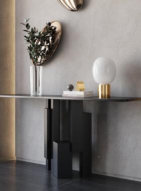 轻奢风岩板玄桌关靠墙窄边桌子极窄OFO廊入户端景台关玄走柜过道