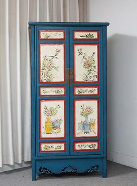 中式实木复头古衣柜手家用绘卧室仿古新63208简约大衣柜彩绘床落