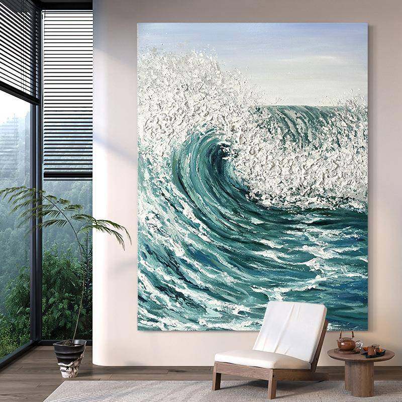 纯玄手绘大幅油画象肌理海BTM浪装画沙发背景客厅卧室画关餐抽厅,鲜花速递/花卉仿真/绿植园艺,其它园艺用品,淘宝优惠券,粉丝福利购,淘宝优惠卷