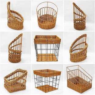 圆形法式面编包织收纳筐篮筐手DEV工面包藤收纳编筐法棍篮子展示