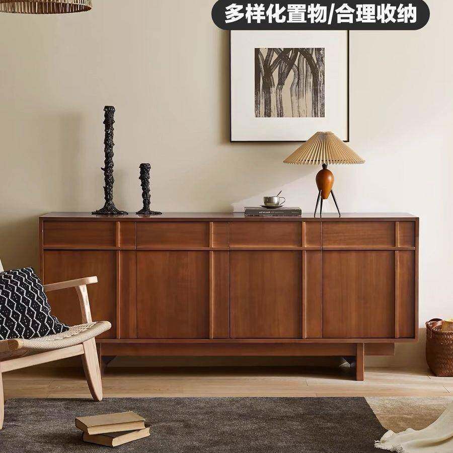 中古风实木柜餐边柜双开边门客厅靠墙物子置物柜收NMG纳柜储柜美
