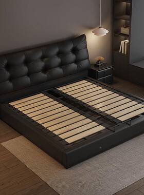 现代简约1.轻5米皮床奢小户型意包床1.8主卧双人床式床XPL家软具