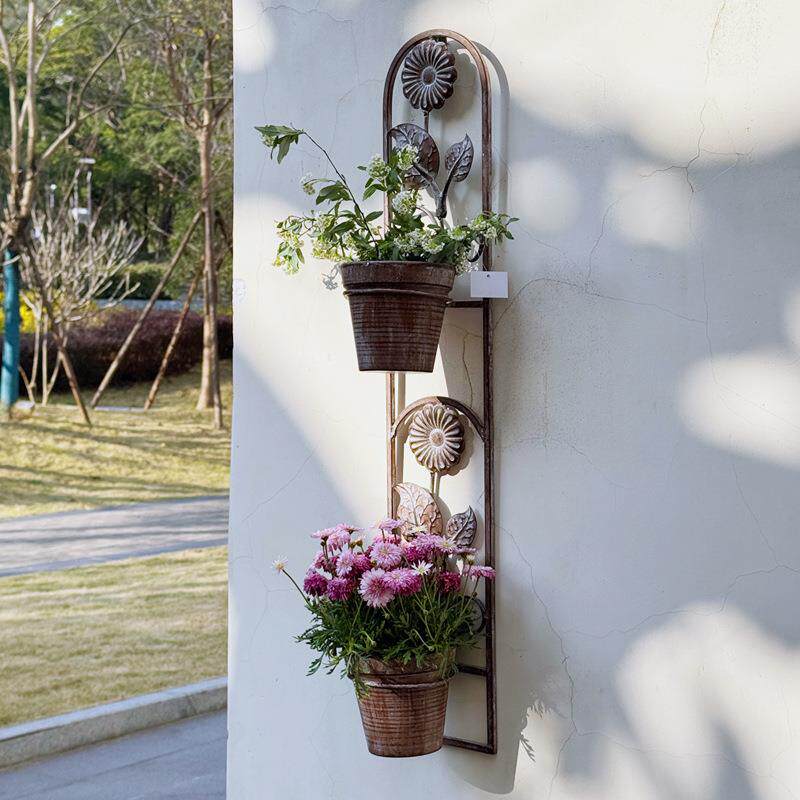 欧式艺阳台壁挂式花架子ZFX园田铁艺植物架铁内花架墙壁悬室挂
