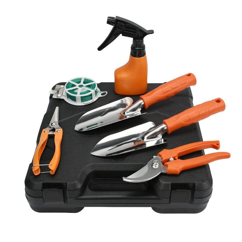 马亚逊销花园工具套装新款园艺工具不热锈钢铲九件套ESR盆栽修剪