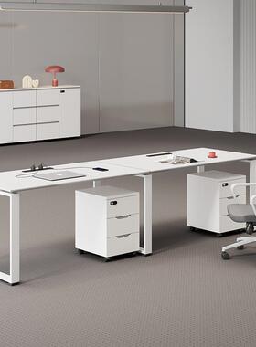 职员办公桌简约现代46办人公员工FFT创意白色工作位屏风室桌椅组/