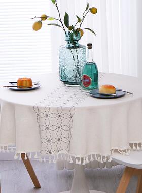 新款菱边形圆餐桌布餐形KXK茶几布布流苏花圆桌布家用布艺