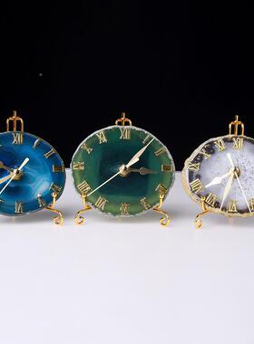 欧美轻奢风时玛瑙片海螺片件拉长石片创意钟摆RXY办公饰品居家桌