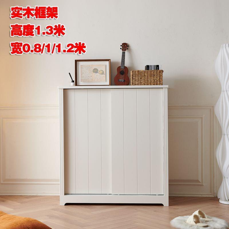 奶油1移.米2米趟JYQ门全实木儿童矮柜两门推.拉门08矮衣柜门双门1