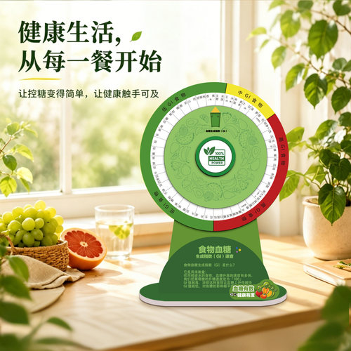 GI血糖生成指数立式转盘控糖食物速查盘居家健康膳食科普展示工具