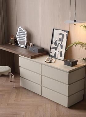 一白色梳妆台斗柜体简现代2025新款约轻奢奶油风实木角转KLD化妆