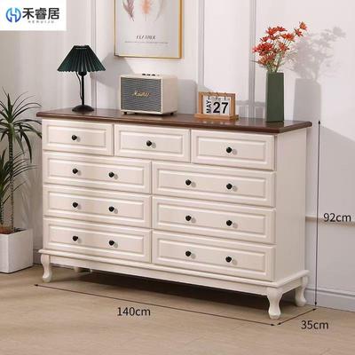 简约实木五柜卧室收柜客六斗九斗十斗柜多QAL功厅能斗纳抽屉柜储