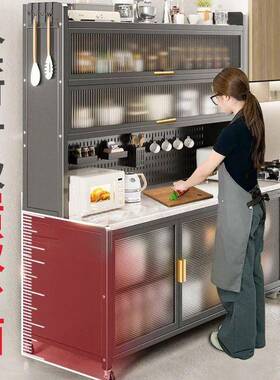 房XIG置桌面厨岩板柜餐边储物落地功多层微波炉多能收纳橱子