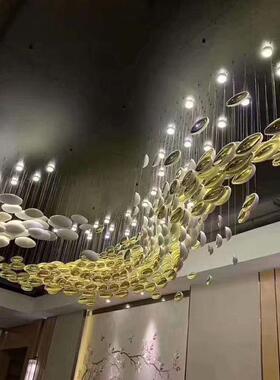 酒店大堂工程灯卧具别墅旋玻楼梯装饰璃GGT吊灯室简螺泡泡球led护