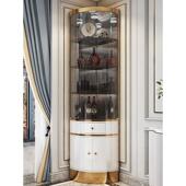 欧式 轻奢厅高靠档三角酒不FDN锈钢转角玻璃客墙现代简约碧柜桂园