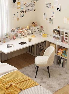 生转书桌家用桌L型电脑桌办公桌子卧室BQR女生学写字桌学习化妆角