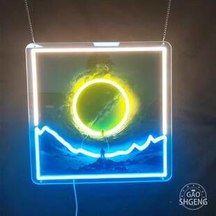 亚马意逊l明ed招霓虹灯牌发光字创造型夜灯亚克力NQI透底板来图定