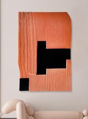 现代立体雕刻装客饰墙画简RYB约橙色轻奢样板间厅沙发入户关玄挂