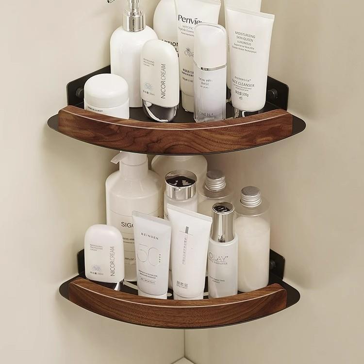 胡木卫生置间架子物架浴室厕所淋五金平板浴桃洗手间免打收孔纳角