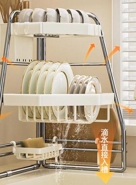厨房水槽置水物架多功能碗盘沥架DIR洗碗池台面上池方水放碗碟收