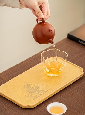 原矿段泥陶瓷干泡盘简茶约梅兰竹菊茶台承用NAZ长方形茶盘家壶泡
