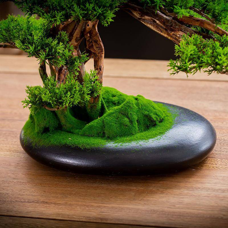 仿盆盆景摆件新中式迎客松栽真客厅办桌公室玄关面绿植装饰品XNX