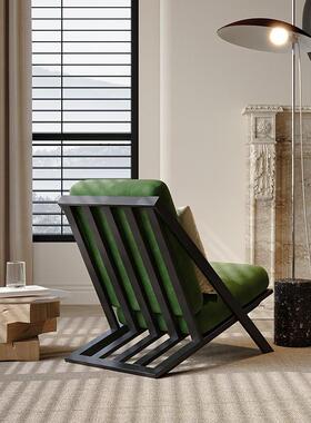 艺复古奶油休闲椅客厅阳台单懒人沙发椅现简XCZ约民宿布代靠背人