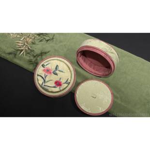 高档非遗宫廷纯手工制作老玉绣片老文布珠宝玩器收纳盒锦盒手镯首