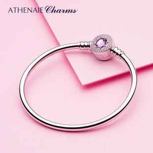 高档ATHENAE925银手镯简约轻奢款森冷淡网红风DIY串系饰手I镯女款