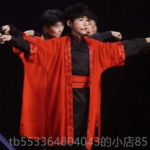 高档武中舞国风演男出服演出表演蹈服舞蹈服装 团黑红华夏街舞术成