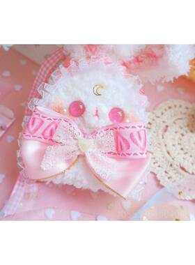 高档现超搭甜棉花糖兔兔钥匙包创针织手作配lo饰品生日礼货物原送