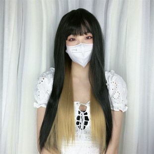 假发女挑染长直发日常拼色假毛女团发色心机挂耳染长直发厂家现货