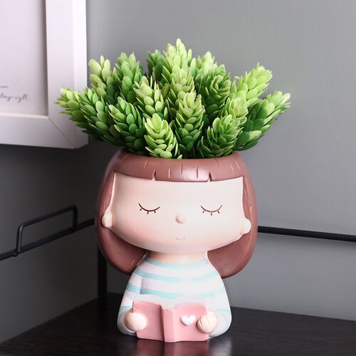 花瓶女孩创意多肉笔筒花盆家居好物客厅装饰品树脂工艺品摆件