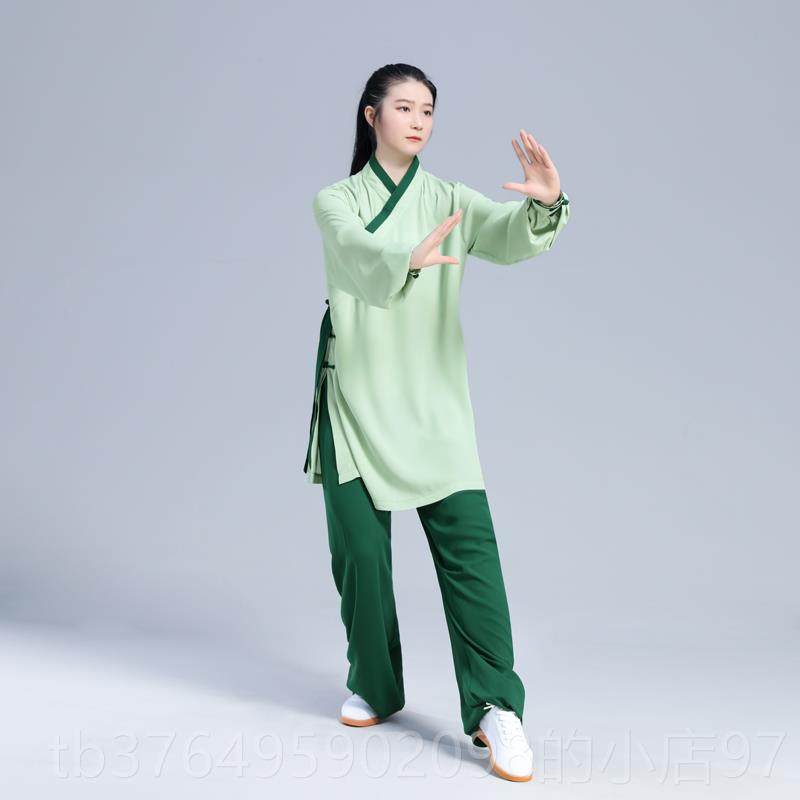 新款武运斜汉风格太极服服女春夏表演服襟武术练功服晨练极拳套太