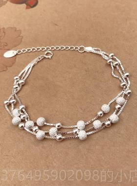 新款99纯银手錬女ins小众礼设计生29022年新款手镯女生日物冷淡风