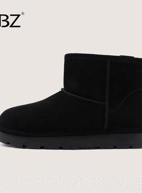 新款UBZ地 防水雪靴男短筒2024新款冬季北加绒加厚防滑东灰色包面