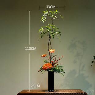 新款新中陶瓷花瓶摆件禅高意高挑插花家玄关宋居韵级感民宿式酒店