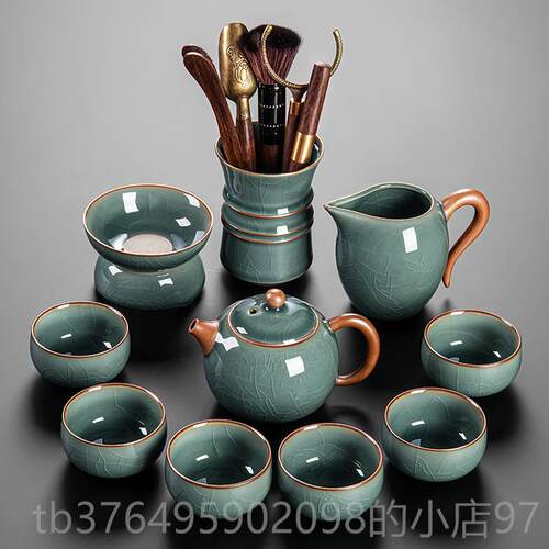 新款2025新款哥功窑茶具套组家用高档瓷夫泡茶壶陶茶一杯茶盘整套