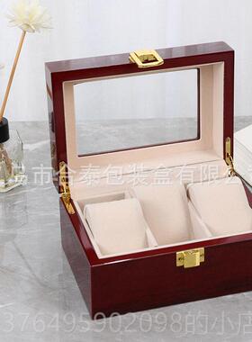 新款货红盒色亮现光小纳巧设计手表 时尚新潮翻盖带锁2位木质手表
