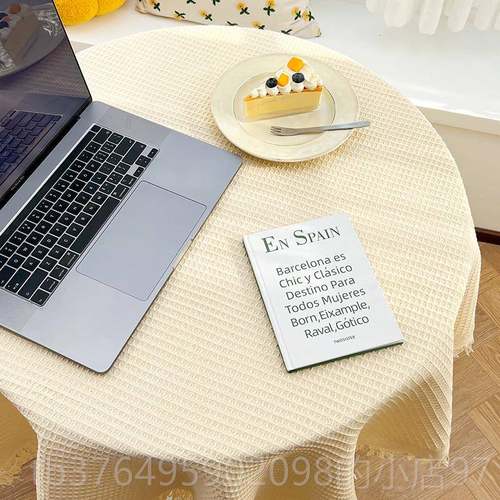 新款蔓越家 法式i式ns复古风棉麻日级白色桌布几布茶高感圆桌布餐