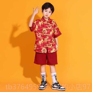 新款啦啦队风儿童六一装幼儿园国潮男童演出服中唐国喜表庆班女童