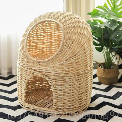 新款藤编猫保暖猫猫窝窝柳编屋猫房子别小型犬窝四季通墅用可拆洗