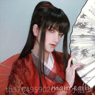 新款漫真假发男古风假毛cos用万服品白色虎口夹汉马尾长发逼饰真