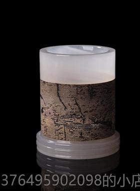 新款天下家 玉石直面书笔筒办公室房桌面装摆件玉长辈教饰师节礼