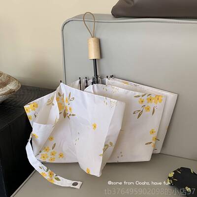 新款oohz故事的小花 适合拍照的韩系长 柄雨伞ains风直杆防黄风伞
