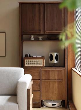 北美黑胡头桃木扫地机器人边柜云鲸石追基站收觅纳置柜BHT樱桃木