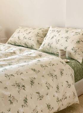 小清新纯棉四套MMW0件支棉全床上用品四4件套床单床笠被套枕头套